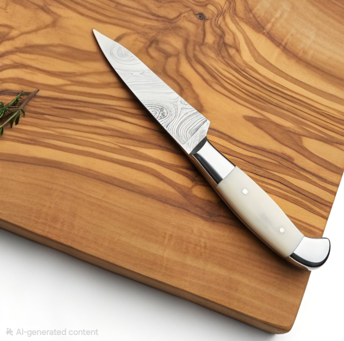 Knife with a decorative handle on a wooden cutting board