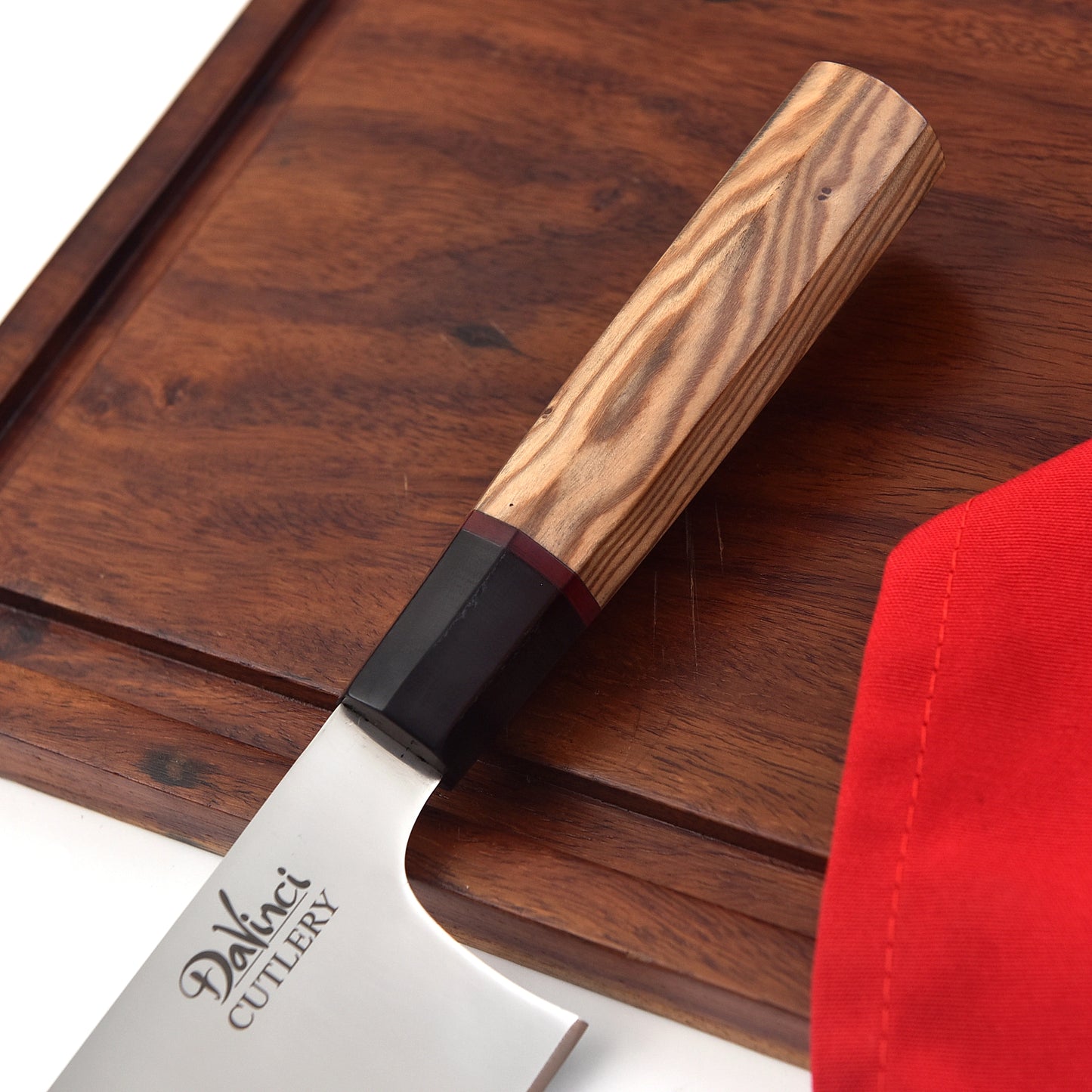 The Skin Woody | Handmade carbon Steel Chef Knife Wooden handle with Leather case