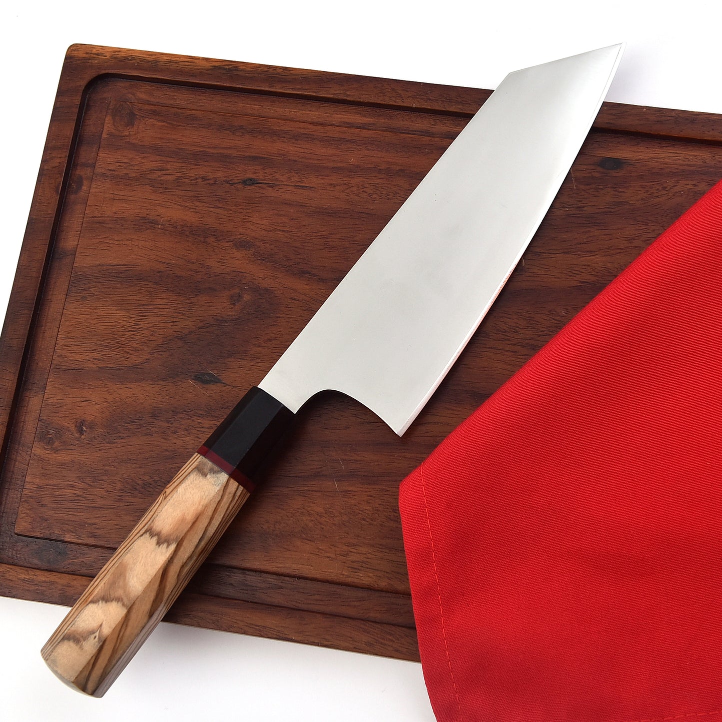 The Skin Woody | Handmade carbon Steel Chef Knife Wooden handle with Leather case