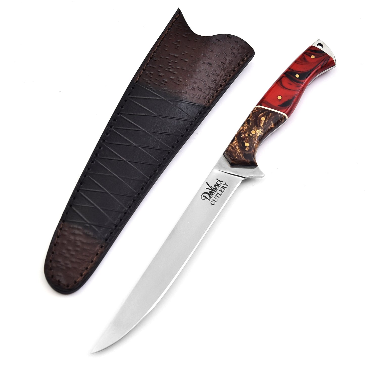 The resinary Fillet Knife - Beautiful resin art handle & Leather Sheath