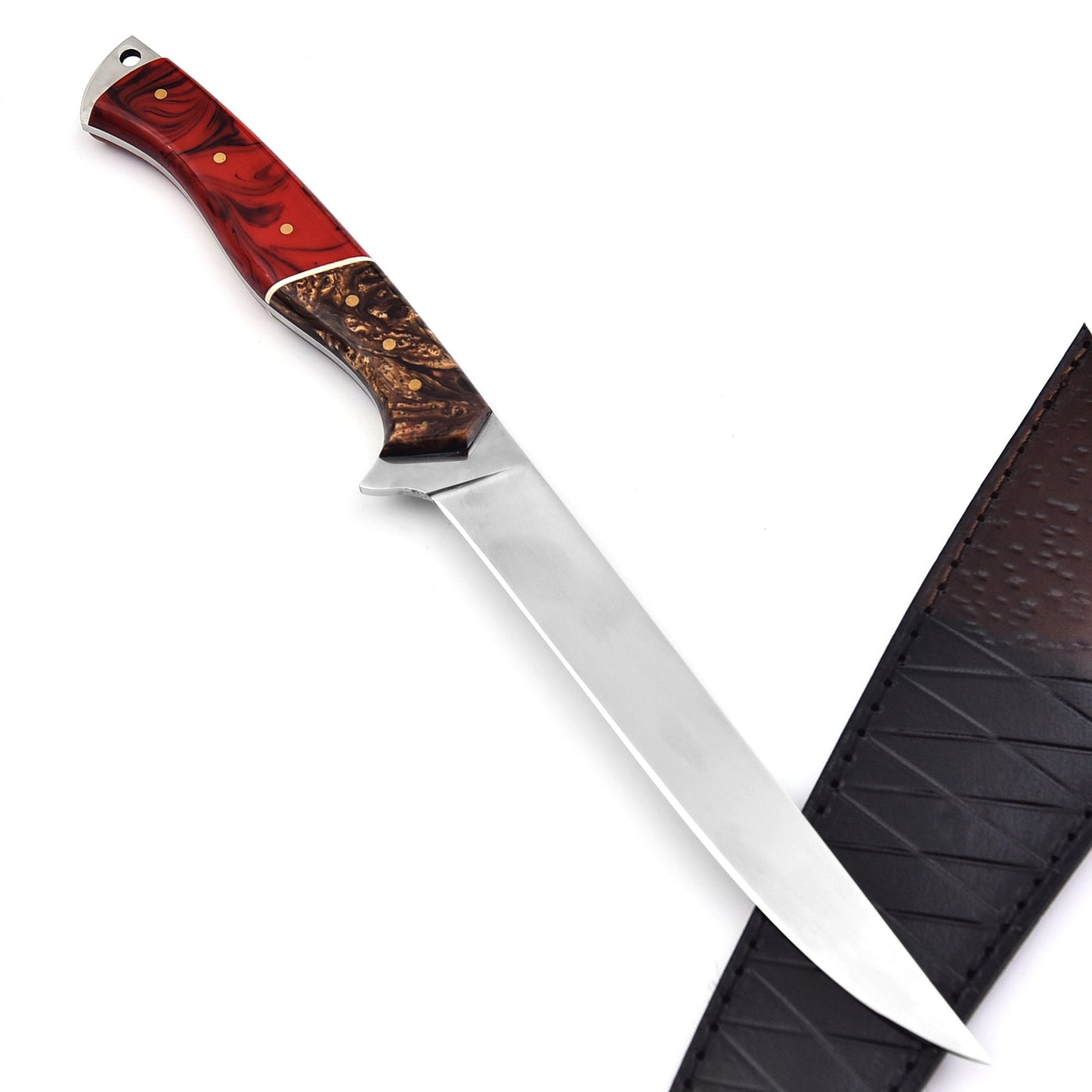 The resinary Fillet Knife - Beautiful resin art handle & Leather Sheath