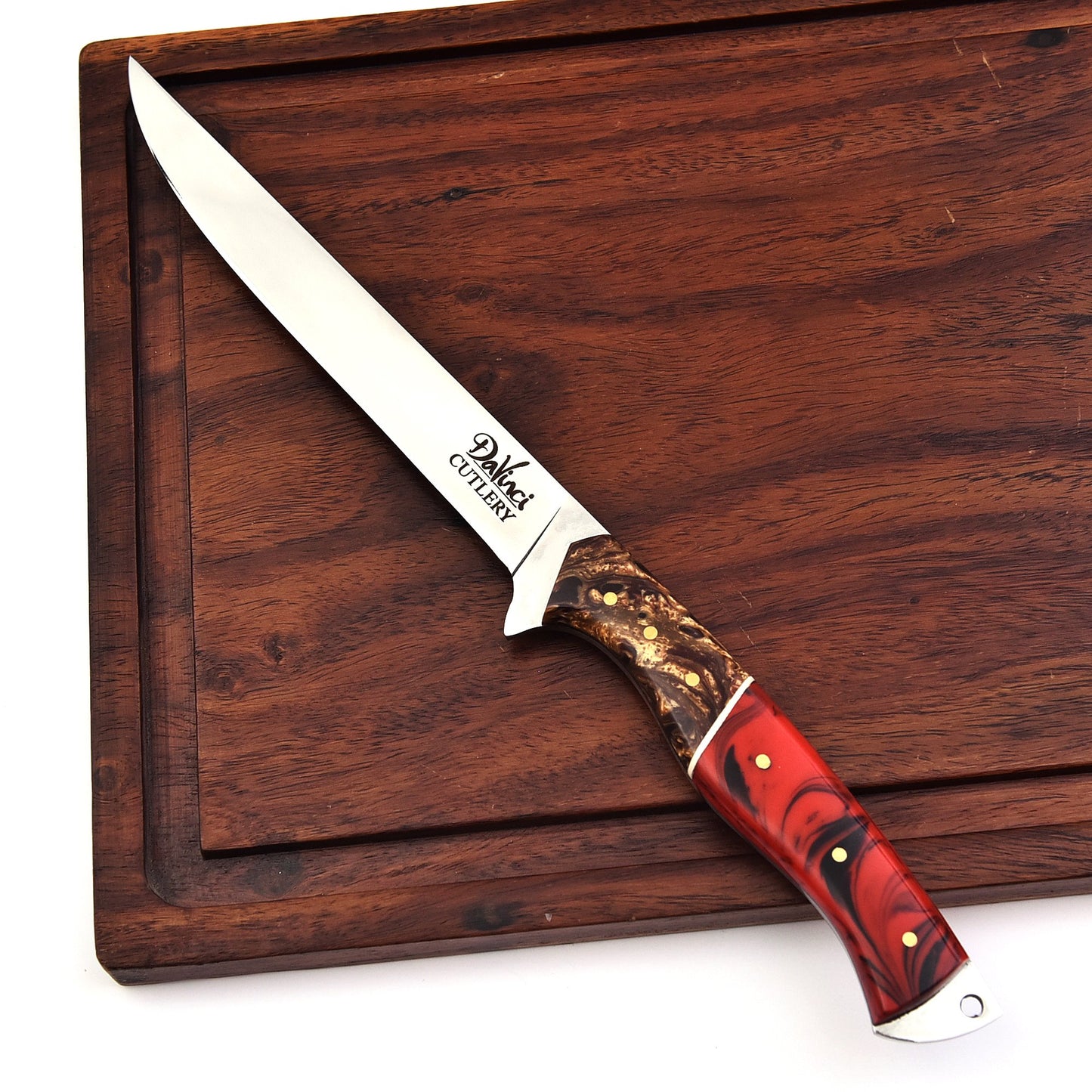 The resinary Fillet Knife - Beautiful resin art handle & Leather Sheath