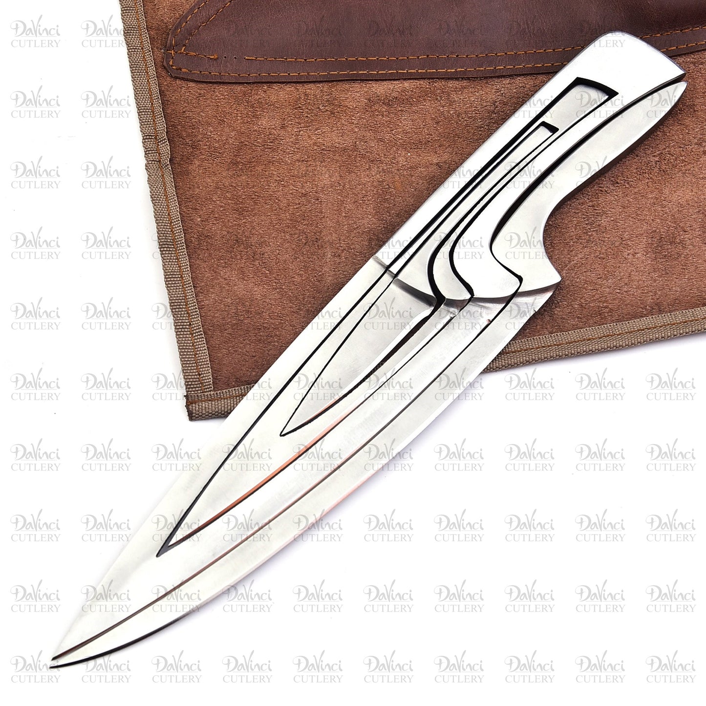 The Silver Deglon Meeting Set - Beautiful handle & Leather Sheath