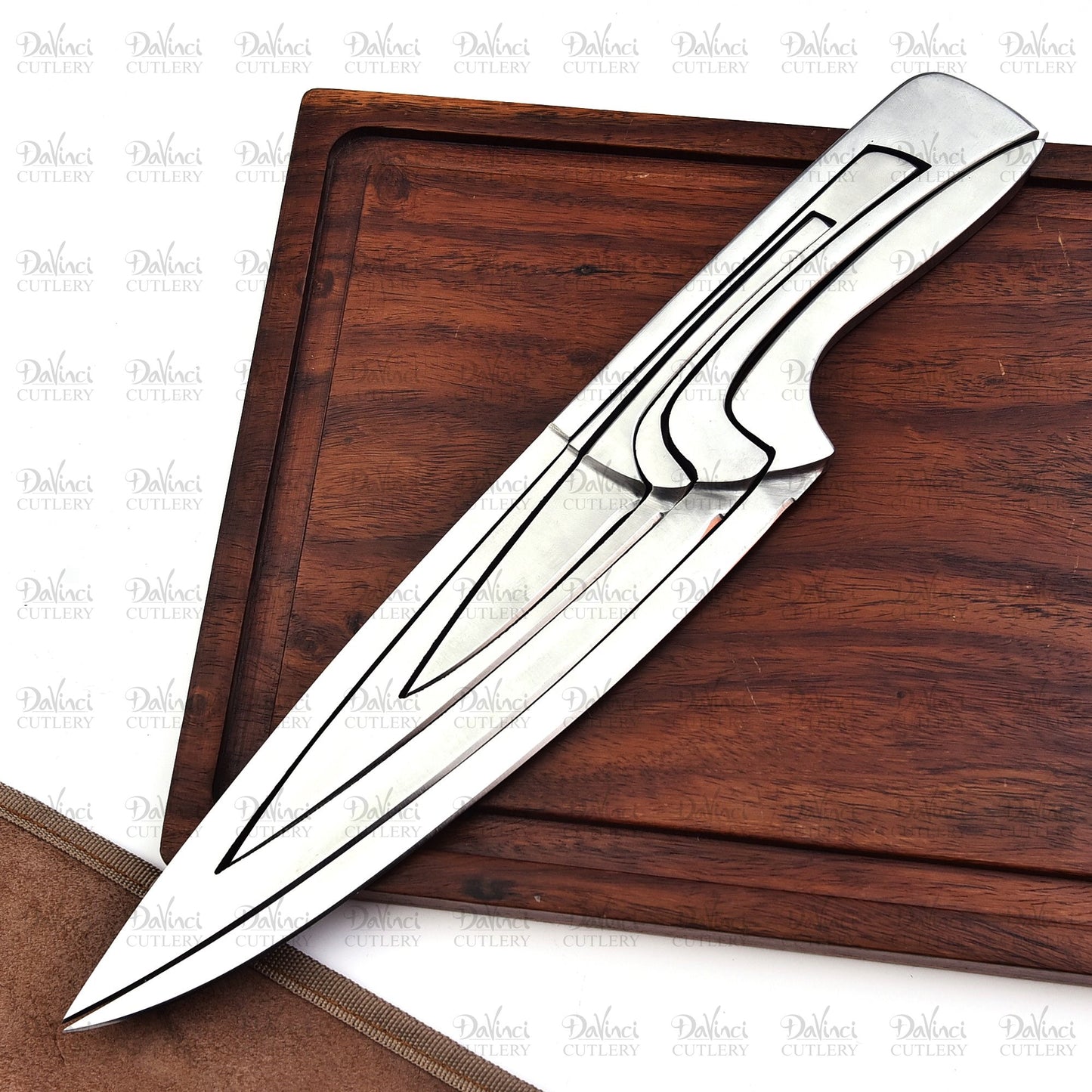 The Silver Deglon Meeting Set - Beautiful handle & Leather Sheath