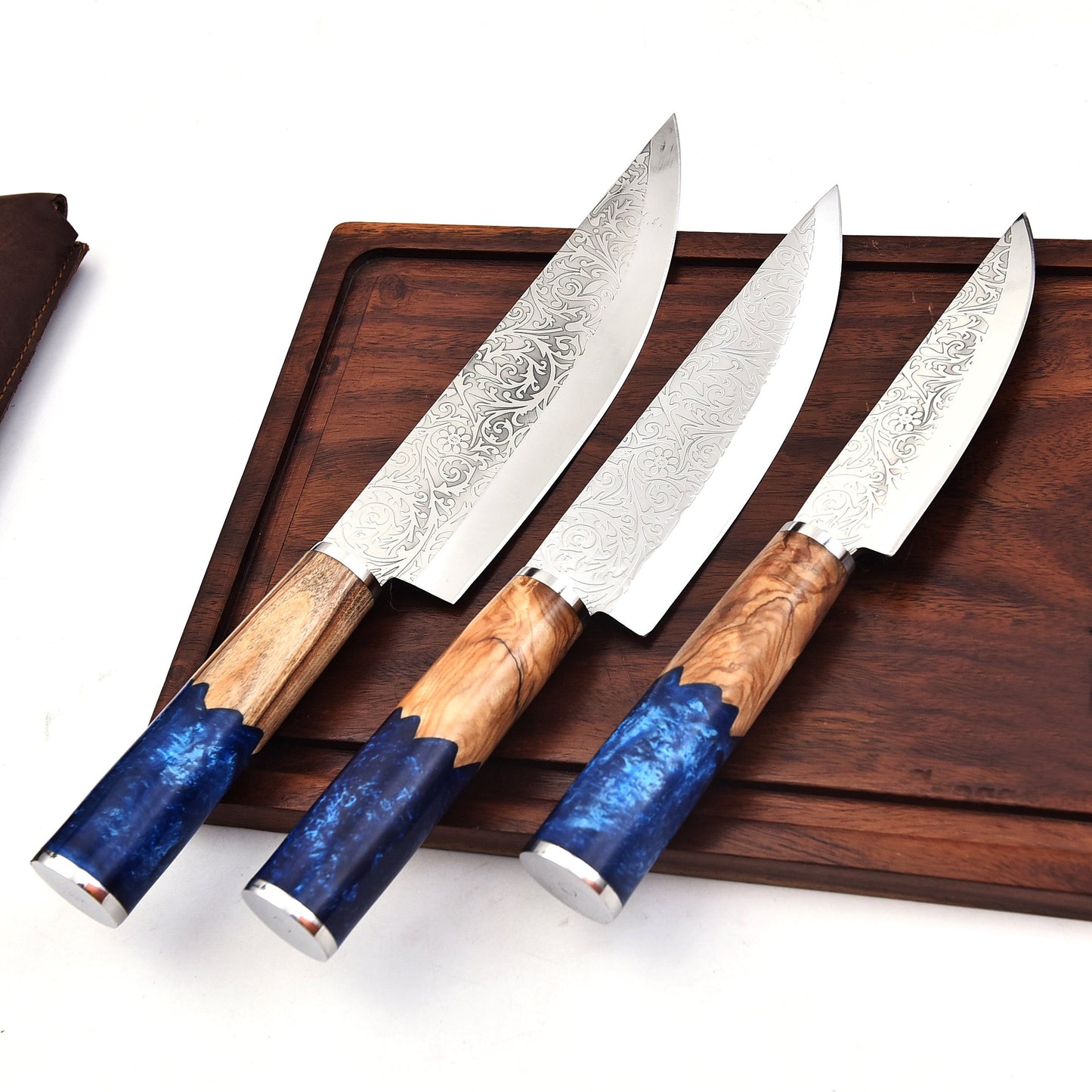 The Legacy Set - Heirloom Quality Stainless Steel 3 Knife Set & Leather Roll