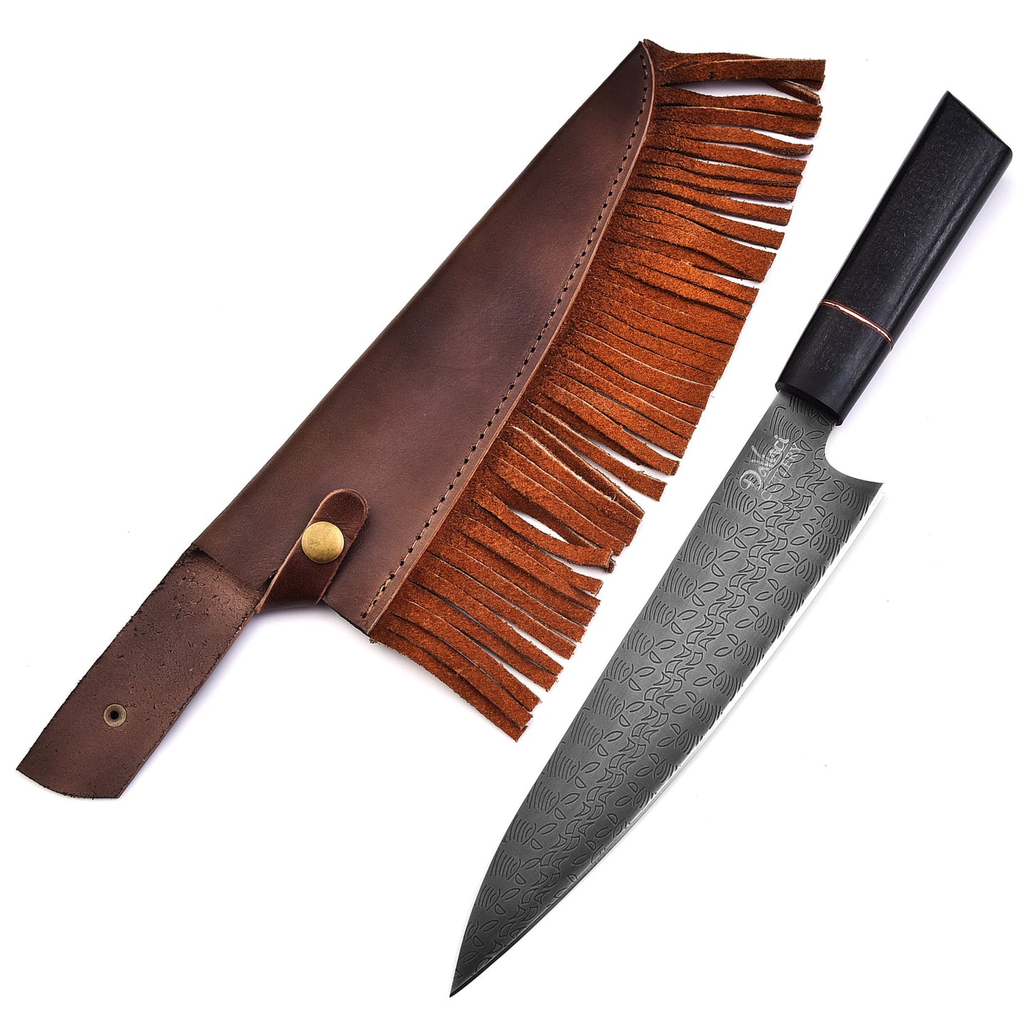 The Cowboy finest | Handmade carbon Steel Chef Knife Rough Style with Cowboy Leather case