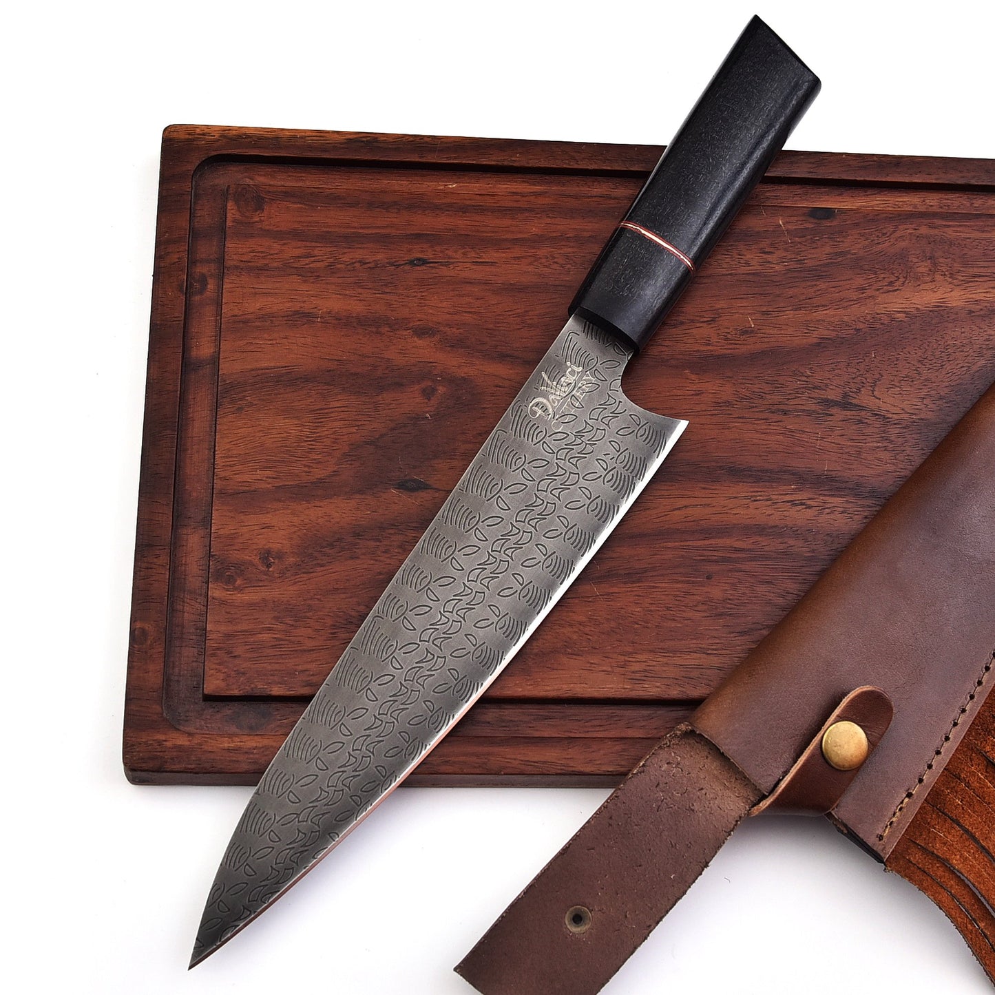 The Cowboy finest | Handmade carbon Steel Chef Knife Rough Style with Cowboy Leather case