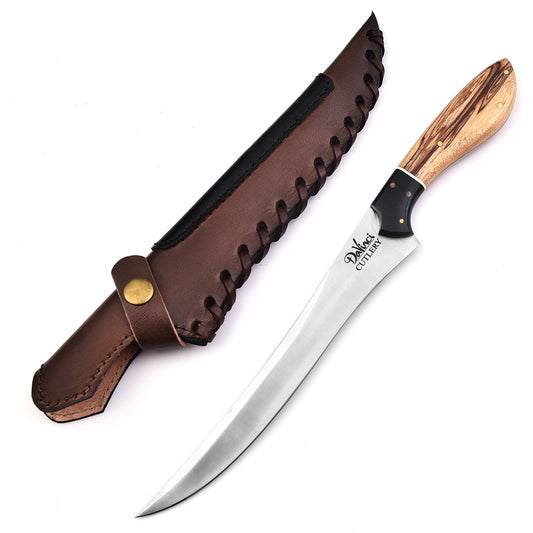 The Woody Fillet Knife - Beautiful wood handle & Leather Sheath