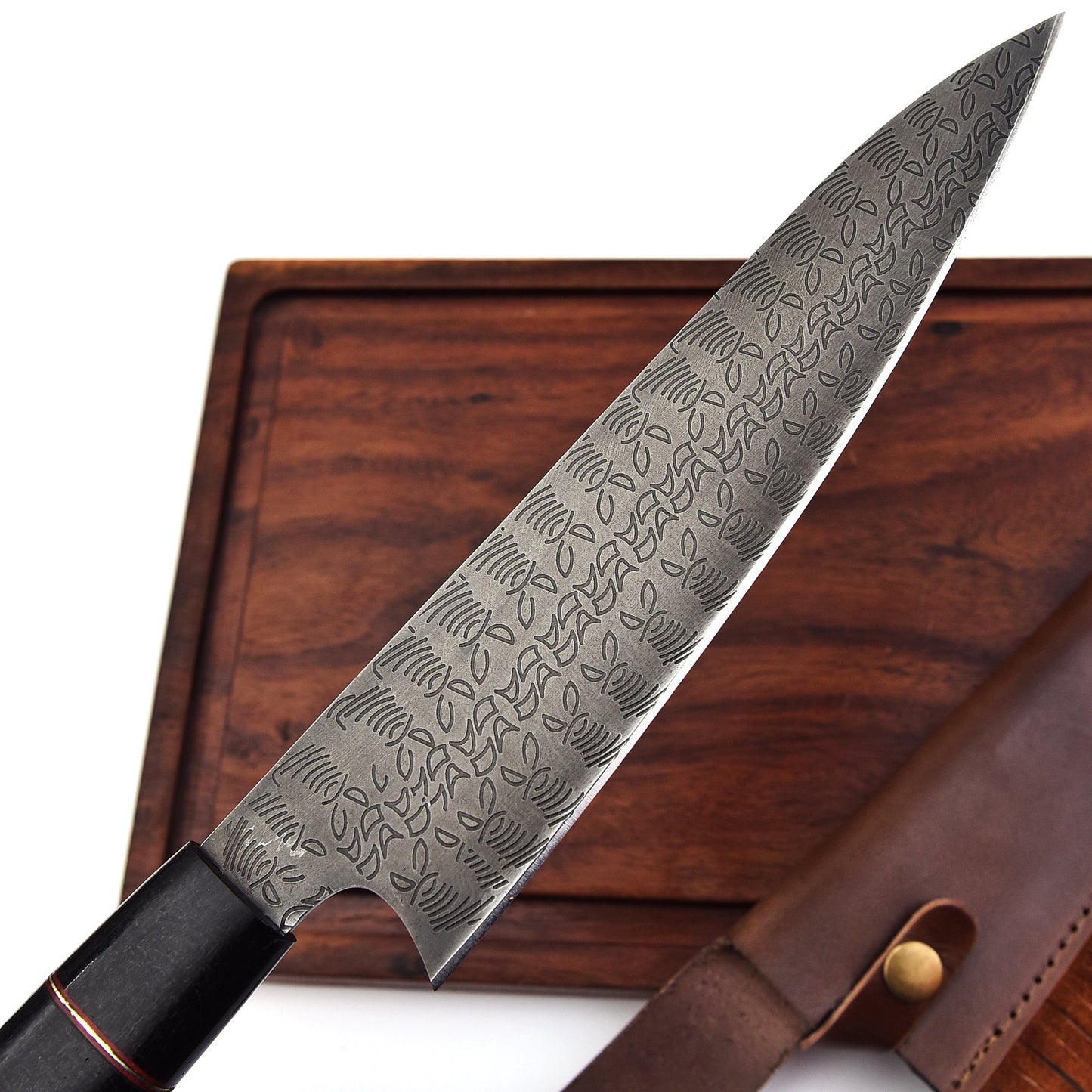 The Cowboy finest | Handmade carbon Steel Chef Knife Rough Style with Cowboy Leather case