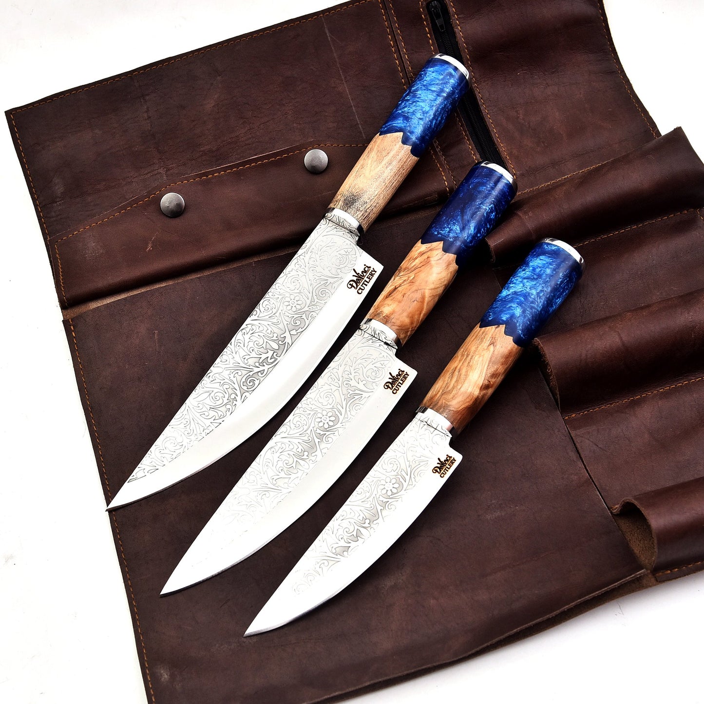 The Legacy Set - Heirloom Quality Stainless Steel 3 Knife Set & Leather Roll