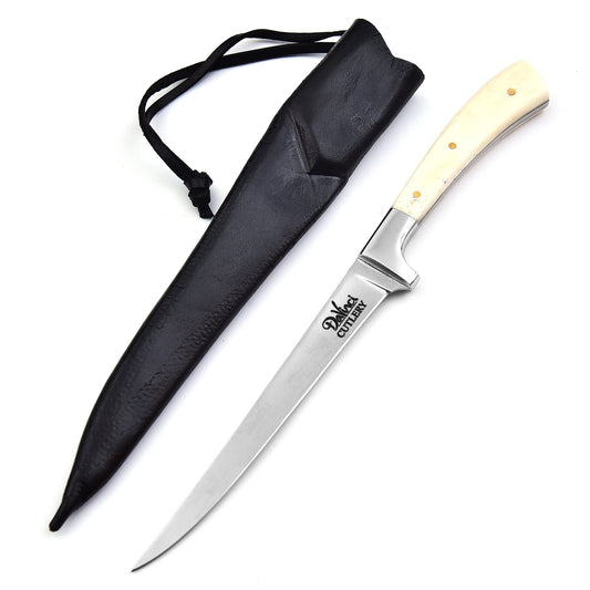 The Camel skinny Fillet Knife - Beautiful Camel handle & Leather Sheath